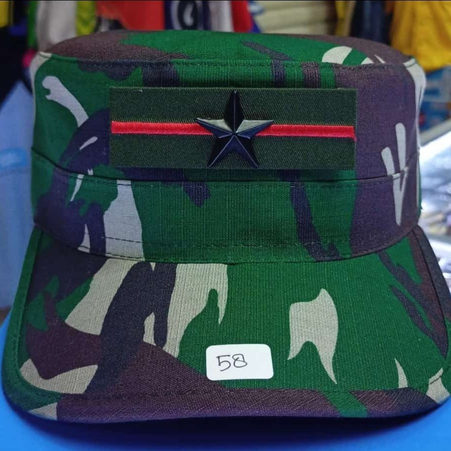 TOPI PET PDL TNI + NAMA DAN PANGKAT LOGAM TIMBUL