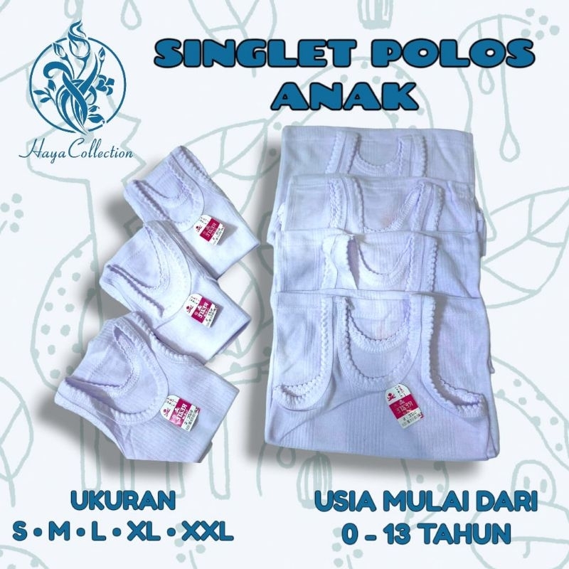 Kaos Dalam Singlet Putih Polos Bayi Anak Balita Singlet Anak Cowok Cewek Laki Perempuan Paud TK SD S