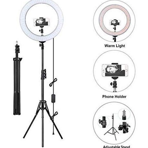 Bagus Dipakai PAKET KOMPLIT RING LIGHT 26CM TRI 21 METER MAKE UP VLOG LAMPU RINGLIGHT TRI HP CAMERA