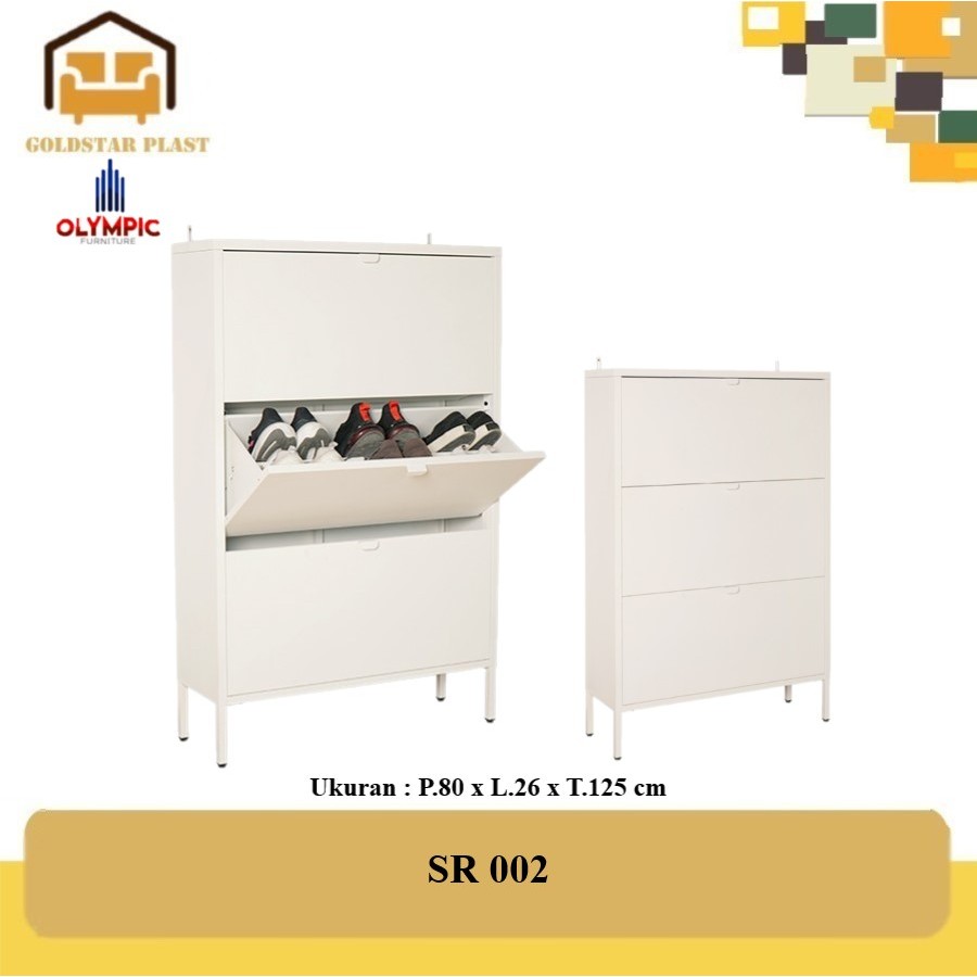 Olymsteel Rak Sepatu Besi 3 Susun /Rak Sepatu Plat Besi Minimalis Modern SR 002
