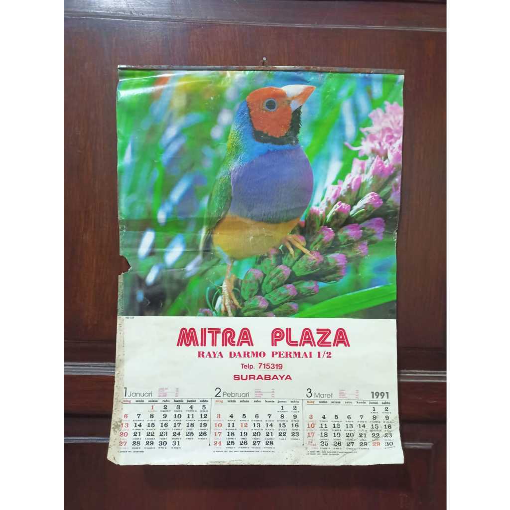 Koleksi jadul Kalender tahun 1991 Mitra Plaza Surabaya