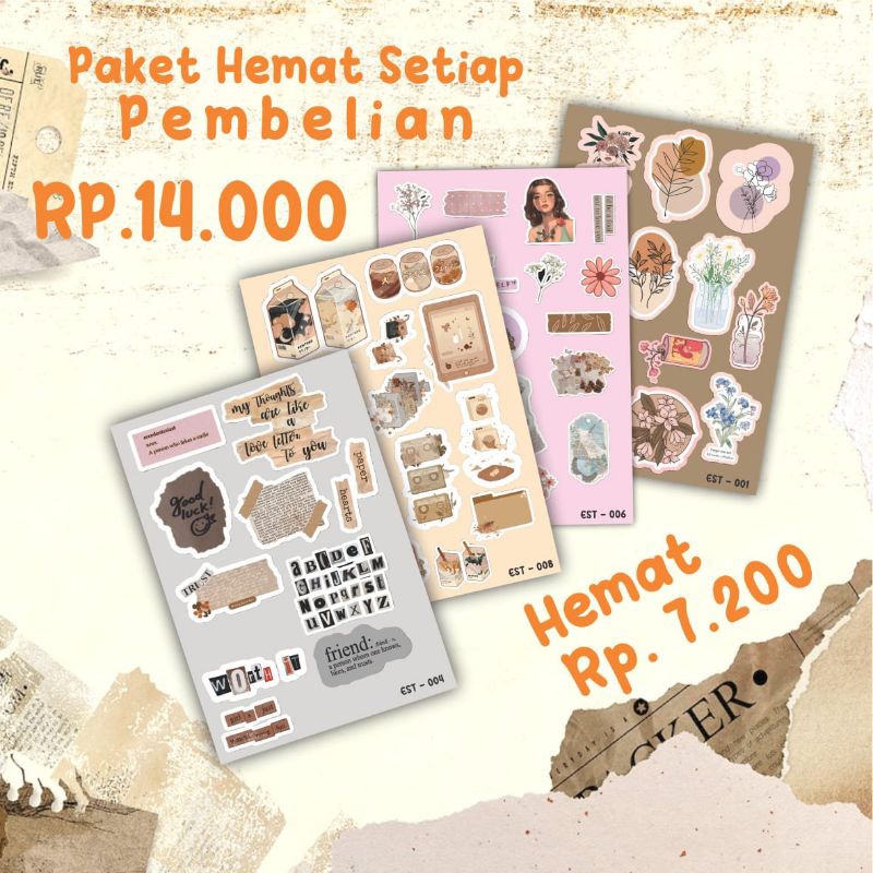 

Sticker Pack Tumblr Aesthetic Sticker VINYL Waterproof Stiker Aesthetic Motif Lucu Anti Air Dekorasi