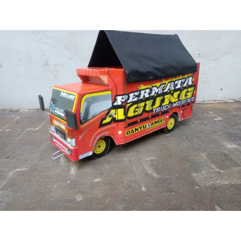 Miniatur truk oleng permata agung full lampu dan terpal