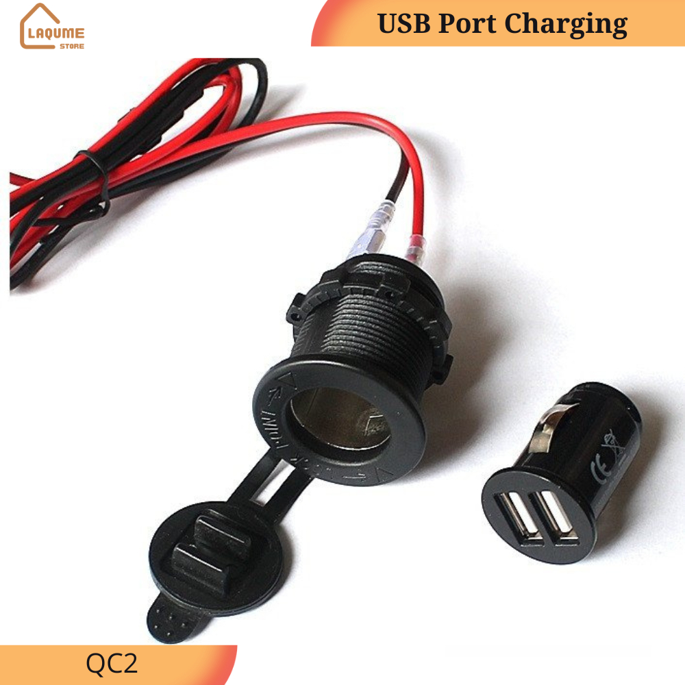 Charger Cas HP Motor Dual USB Port Charging 12V Charger Pengisi Daya Port USB