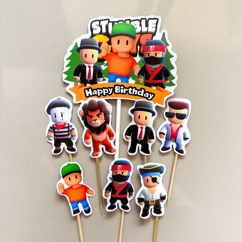 TOPPER STUMBLE GUYS / (LA-001) CAKE TOPPER STUMBLE GUYS / TOPPER KUE STUMBLE GUYS / CUPCAKE TOPPER S