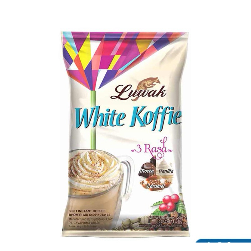 

Luwak white koffi kopi instant 3 in one 3 rasa moca caramel vanilla 10 sachet