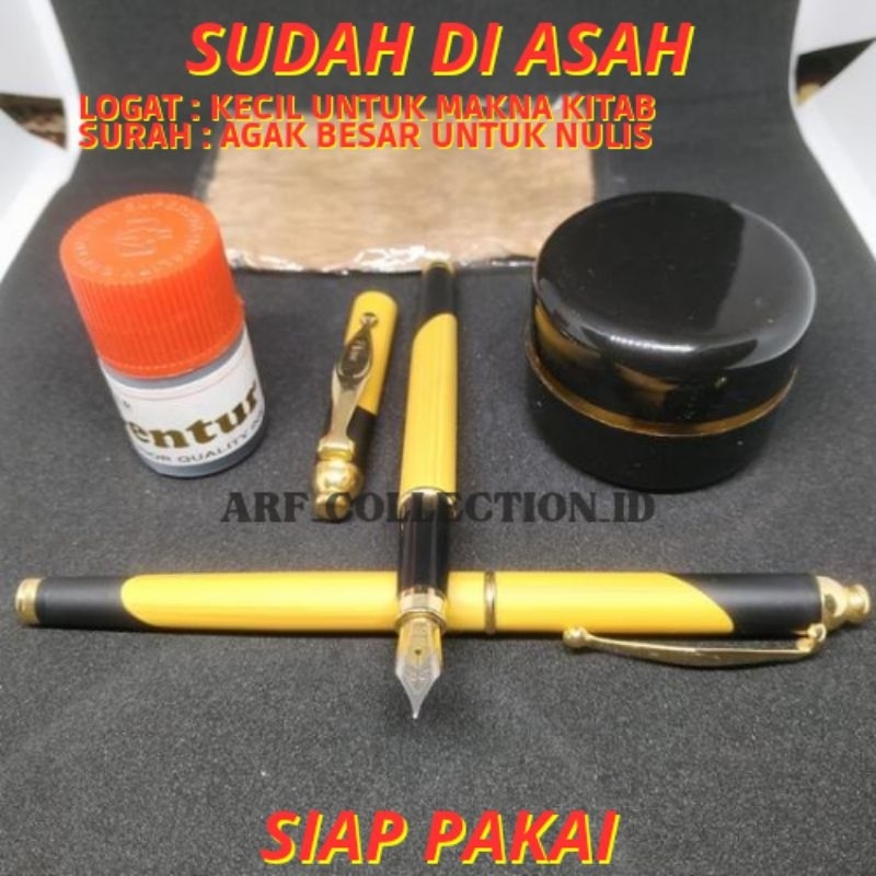 

Pulpen Kaligrafi Logat Dan Surah Sudah Di Asah | Sepaket Kalam Kitab Siap Pake | Pena Fountain Pen Nib Mata Halus
