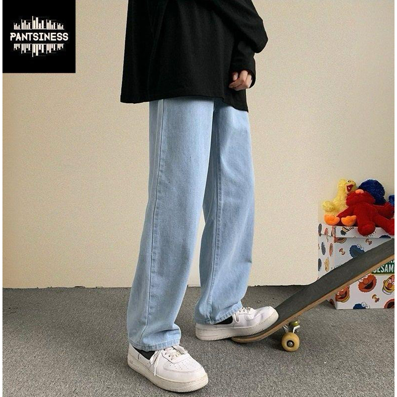 Celana panjang Jeans pria oversize Korean style