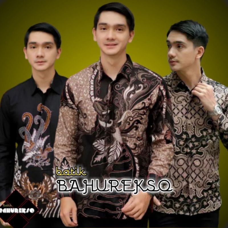 Kemeja Batik Pria Lengan Panjang Bahan Adem - Batik Pria Lengan Panjang - Batik Warna Hitam Premium