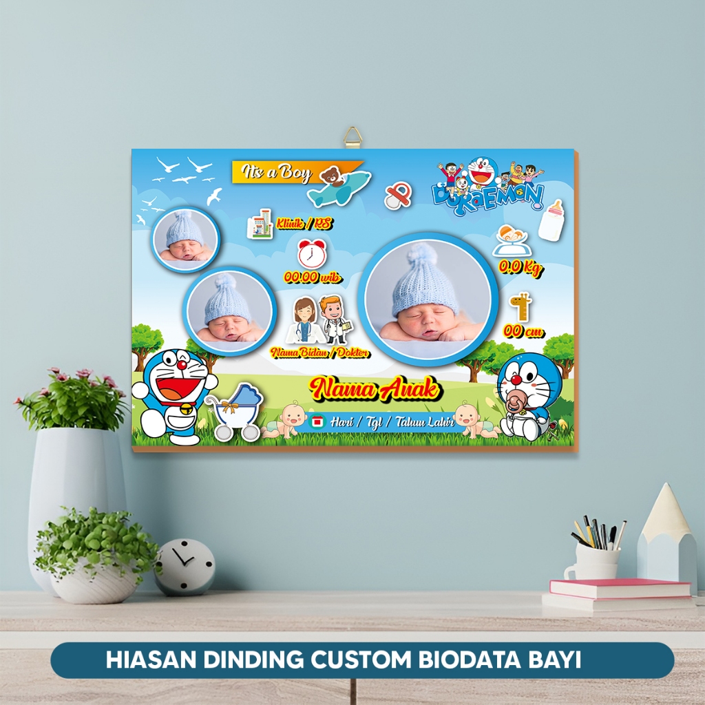 Biodata Bayi Custom Lucu Hiasan Dinding Custom Biodata Bayi Anak Baru Lahir Kado Lahiran Murah