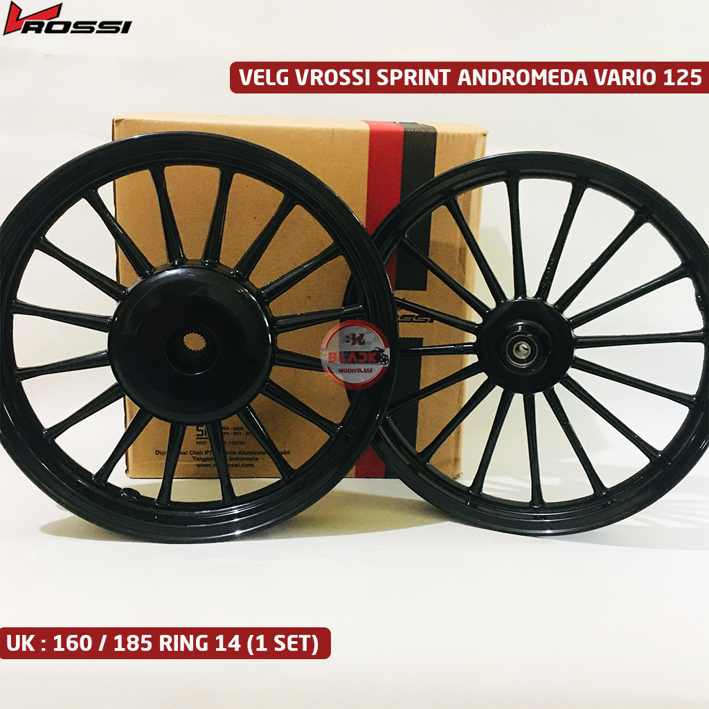 Velg VRossi Sprint Andromed Palang Dokar Vario 125 1 Set Depan Belakang UK 160 / 185 Ring 14 Hitam G