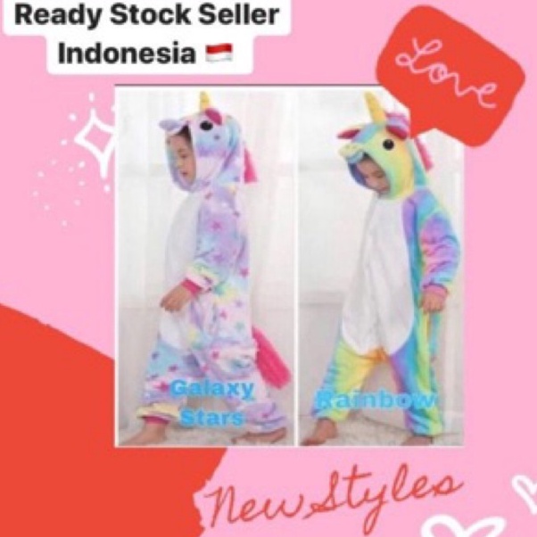 Serba Meriah  Kostum anak baju boneka unicorn kostum cosplay piama piyama pajamas one sie unicorn ko