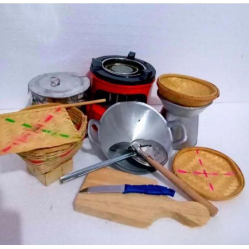 Miniatur Tasik Alat Masak Masakan Anak Paket Dandang Talenan Free Pisau Mini