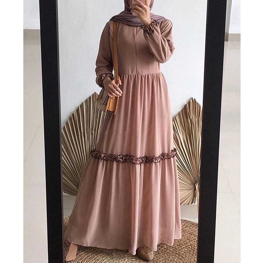 PGS Gamis Ceruty Rempel Kombinasi Febrina Febina Leina Dress Wanita Busui Muslim Qori