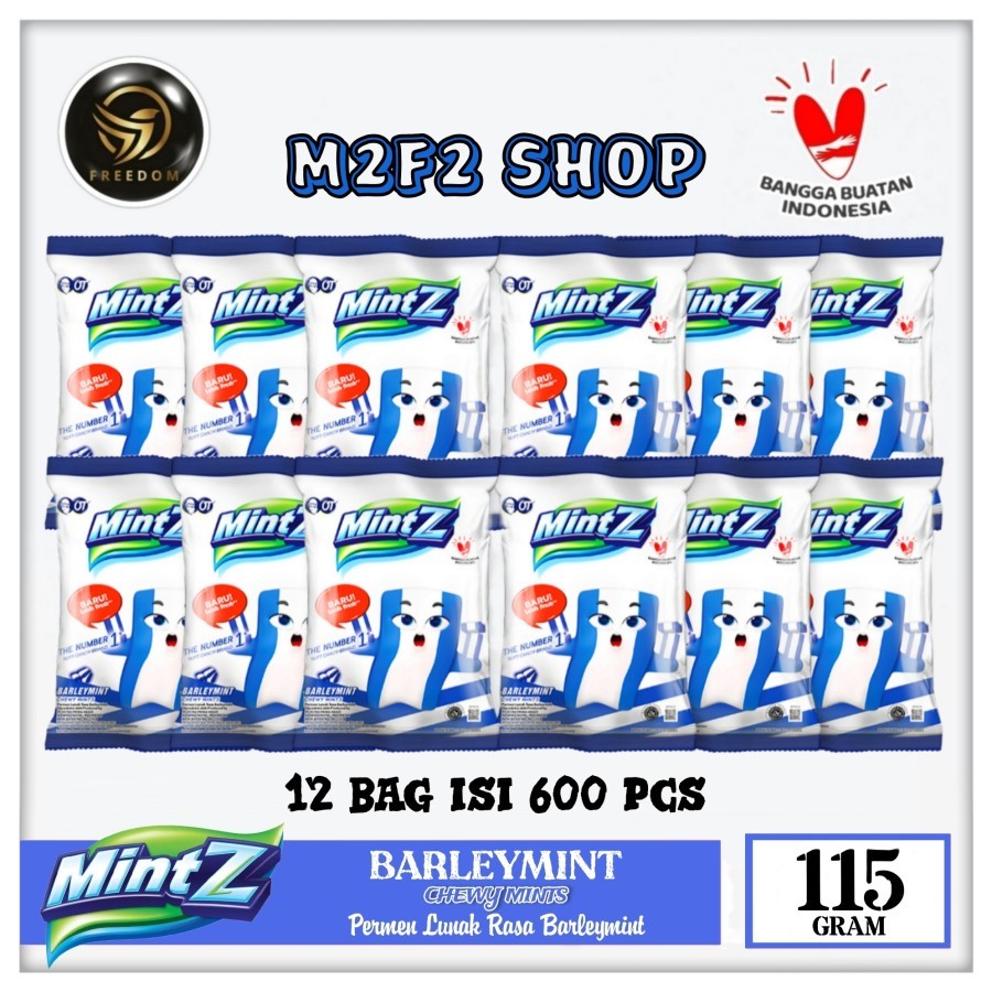 

Mintz Barleymint Chewy Mints Permen Lunak Rasa Barley Mint - 115 gr (Kemasan 12 Pack)