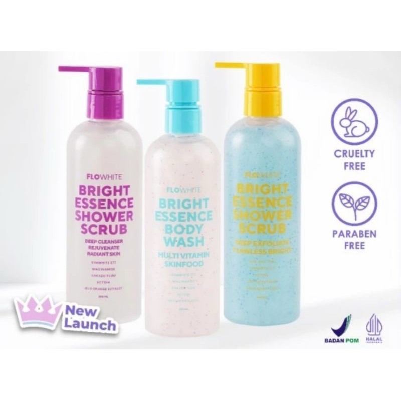 FLOWHITE Bright Essence Body Wash / FLOWHITE Bright Essence Shower Scrub exp bln 7/2026 & 9/2026