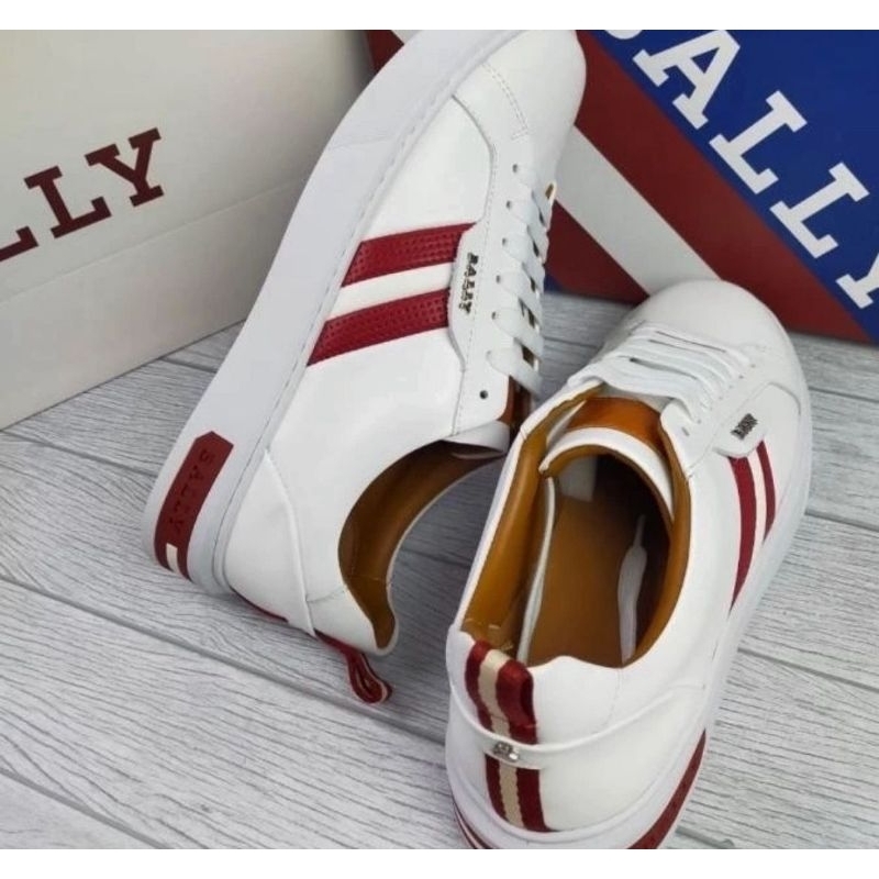 SEPATU SNEAKER PRIA BALLY LIST MERAH PUTIH MIRROR 239