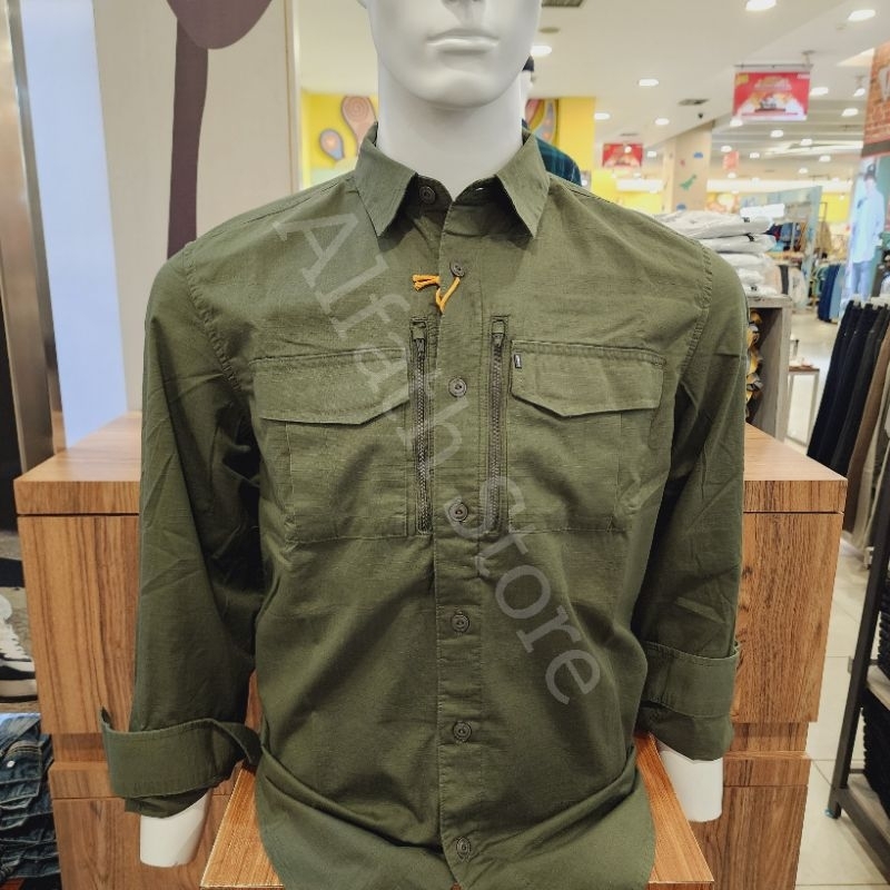 KEMEJA PRIA LENGAN PANJANG MGEE ORIGINAL OLIVE GORDONC067