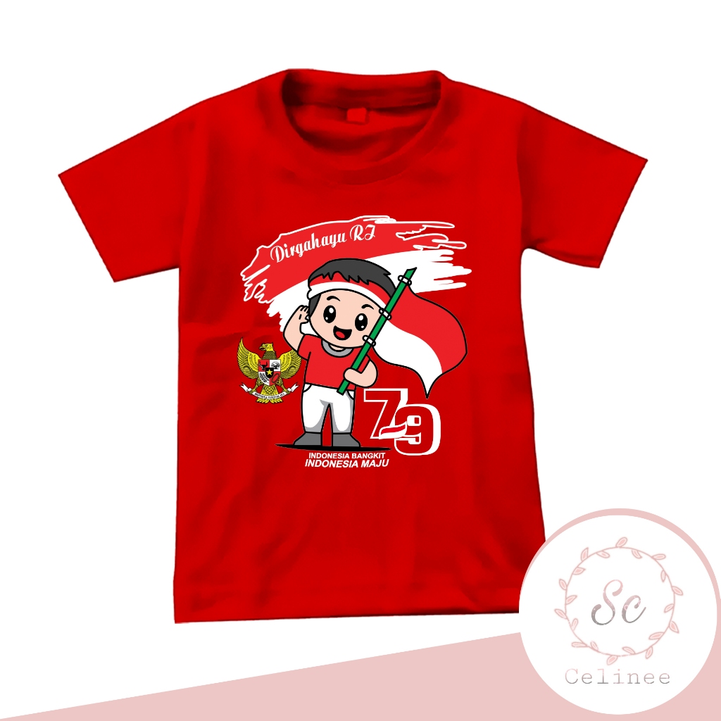 BAJU ANAK-ANAK MOTIF 17 AGUSTUS KEMERDEKAAN INDONESIA/ KAOS DISTRO/KAOS MERAH  17 READY STOCK   17 A