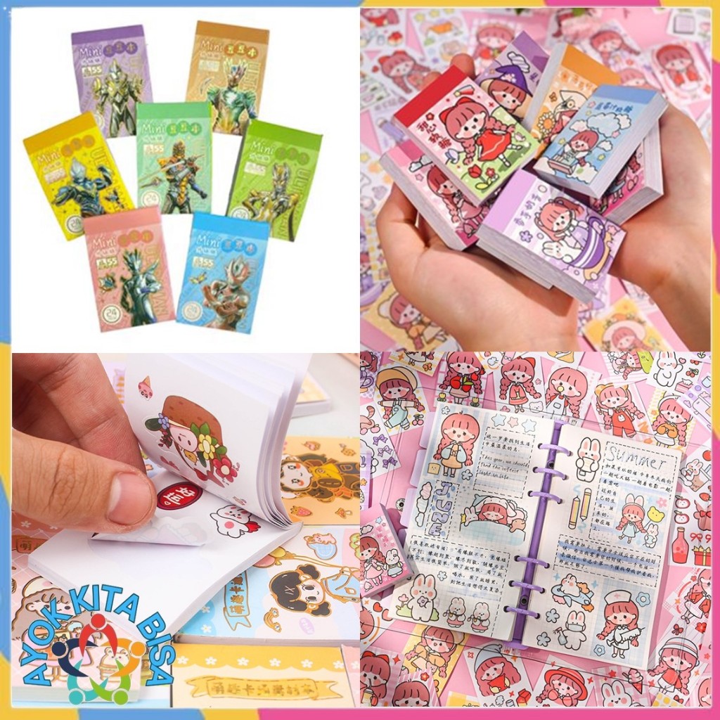 

AKB Stiker Buku Momo Mini 24 Lembar Sticker Note Book Washi Karakter Lucu Buku Diary DIY Jurnal Planner Dekorasi Scrapbooking Alat Tulis Sekolah 24Lembar