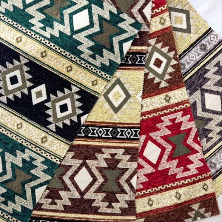 Terbaru Bahan Kain Chenille Premium Meubel Sofa Lesehan  Jok  Kursi Motif Batik Arab Salur Klasik  E