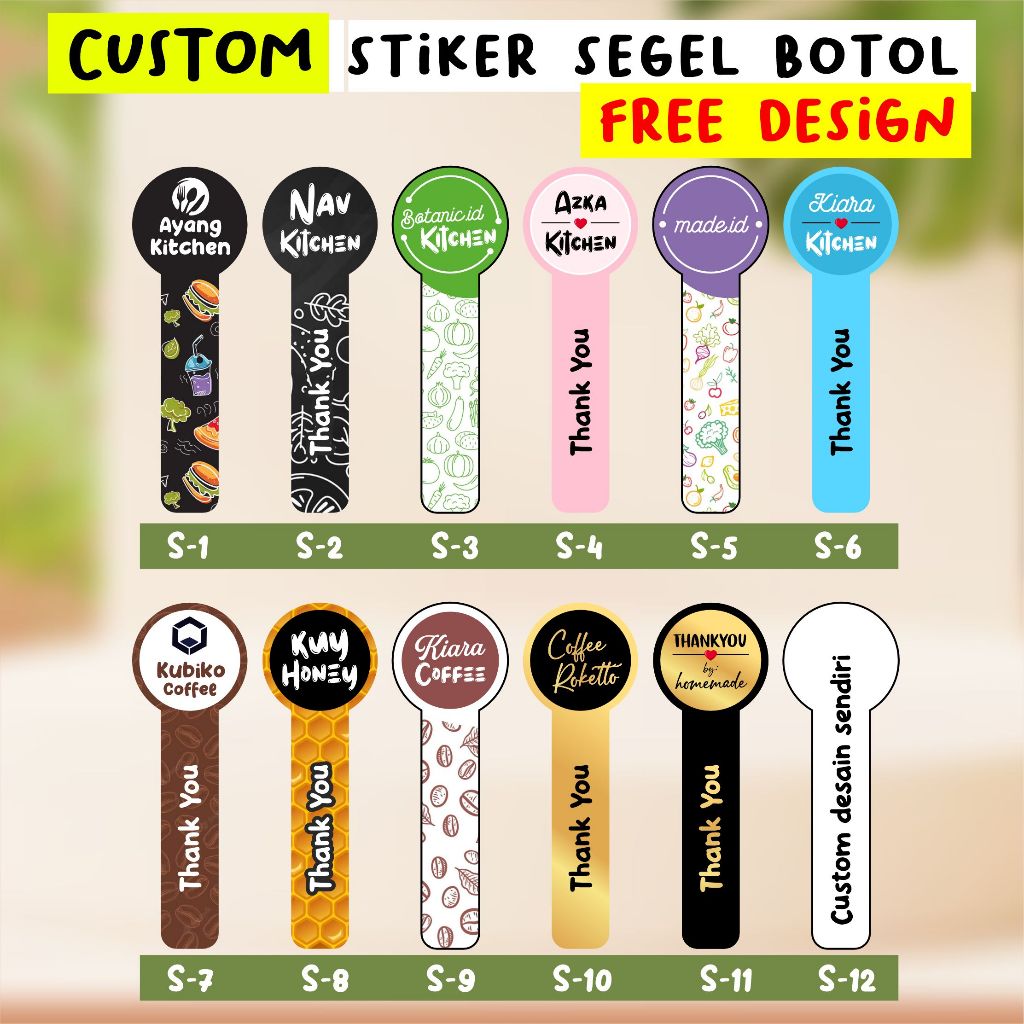

Sticker Seal Segel Botol Minuman Custom, Toples Kue, box makanan, Tutup Botol Jar Toples Kue Selai Butter