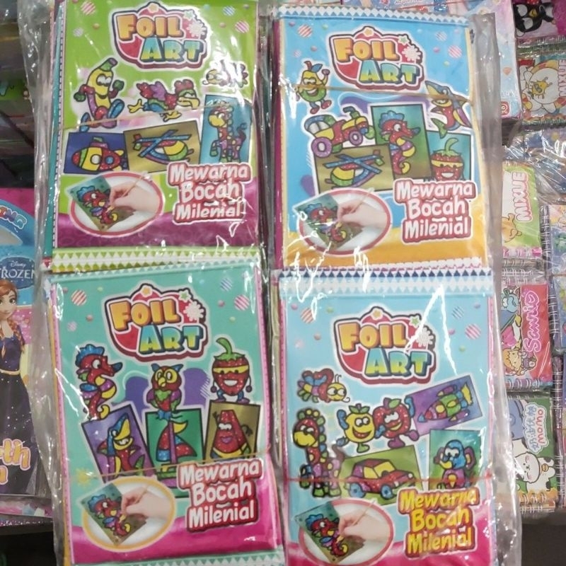 

Isi 50 pcs mainan anak mewarnai Foil Art ukuran 12 x 19 cm