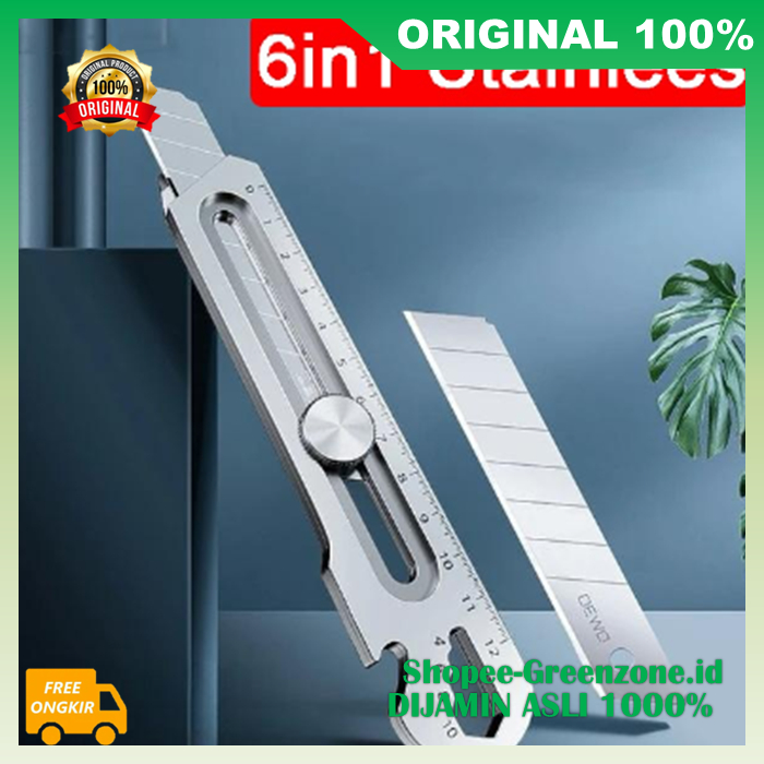 

Cutter Serbaguna Multifungsi 18mm Stainless 6 IN 1 100% ORIGINAL ASLI