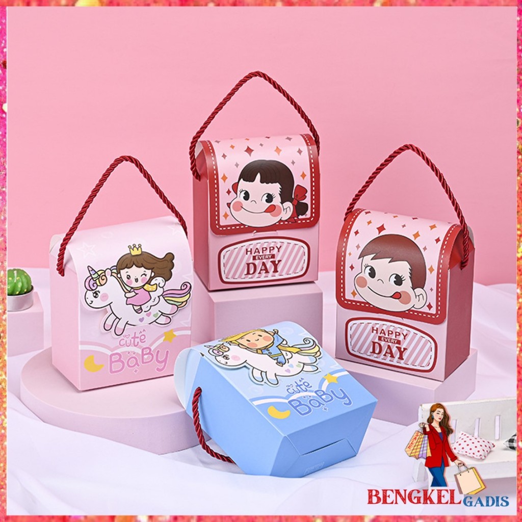 

BG Goodie Bag Ulang Tahun Anak Motif Kartun Tas Bingkisan Hadiah Hampers Ulang Tahun Anak Kotak Souvenir Kantong Tentengan Bingkisan Paper Bag Kertas