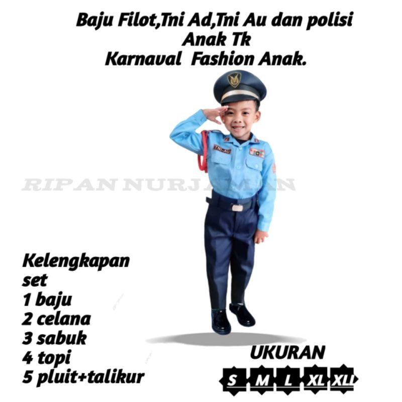 Baju Seragam Tni Au Anak Tk//Topi pet AU anak//KOSTUM TNI AU ANAK KARNAVAL 1 SET MURAH || FASHION AN