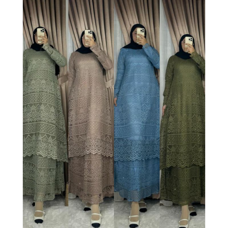 GAMIS MALAYSIA BROKAT IMPORT TERBARU STANDART & JUMBO BISA SERAGAMAN