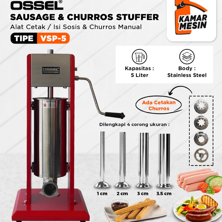 Sausage Stuffer Sausage Filler Mesin Isi Sosis Pengisi Sosis Cetak Sosis 5 Liter VSP5 VSP-5 OSSEL