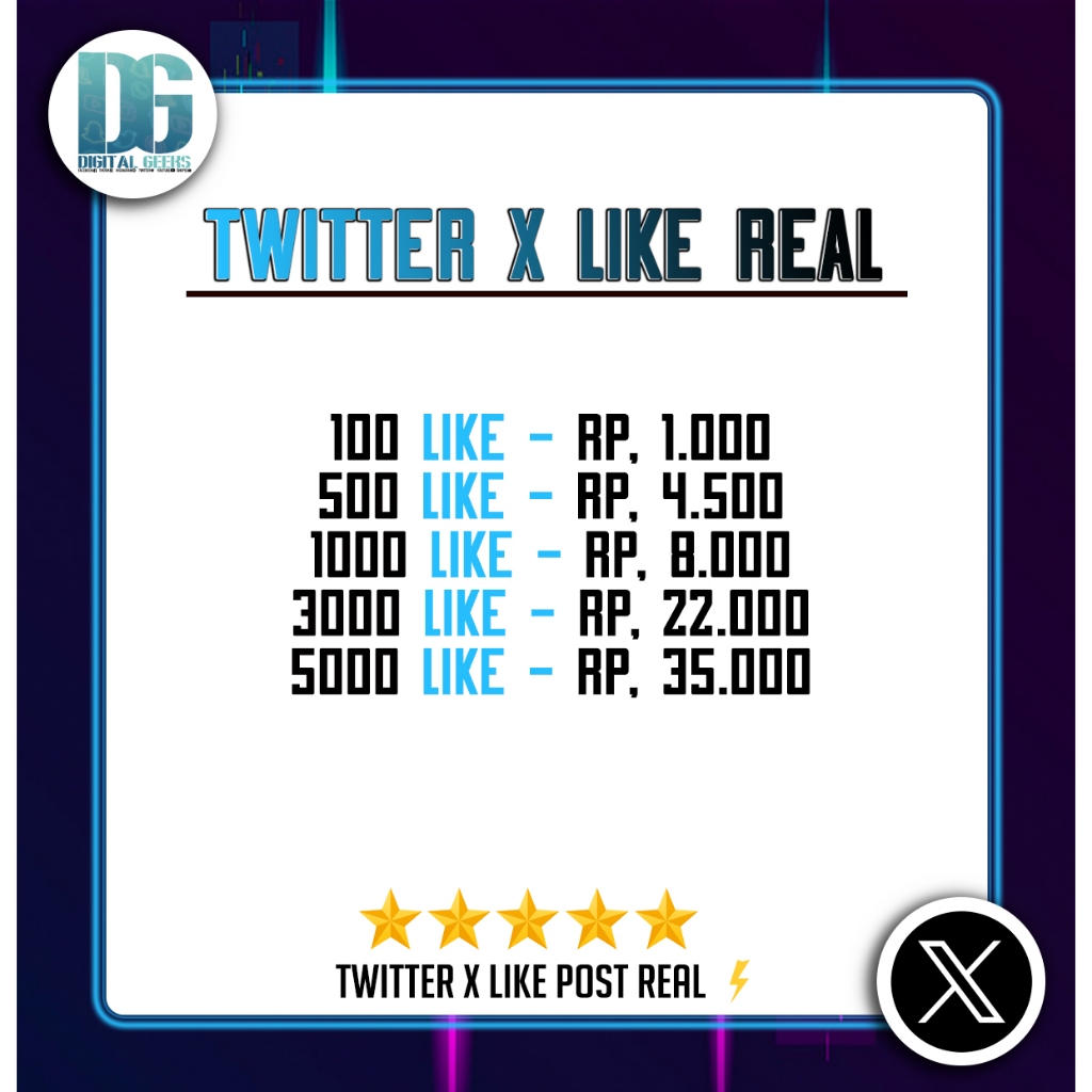 Twitter X Like Post Social media Murah Meriah