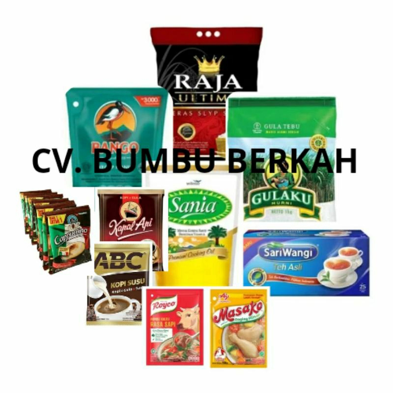 

Sembako Paket Sembako D | Beras | Gula | Kecap | Teh | Minyak | Kopi | Royco/Masako