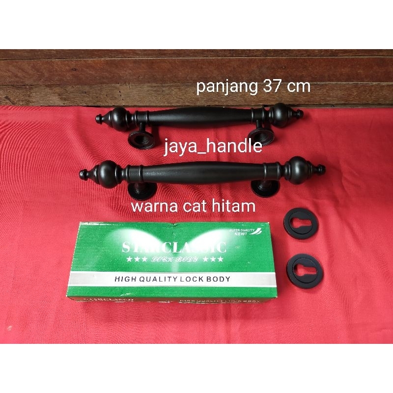 Handle Pintu Rumah UK 37 Cm Cat Hitam Gagang Pintu Kuningan Tarikan Pintu Kamar Rumah