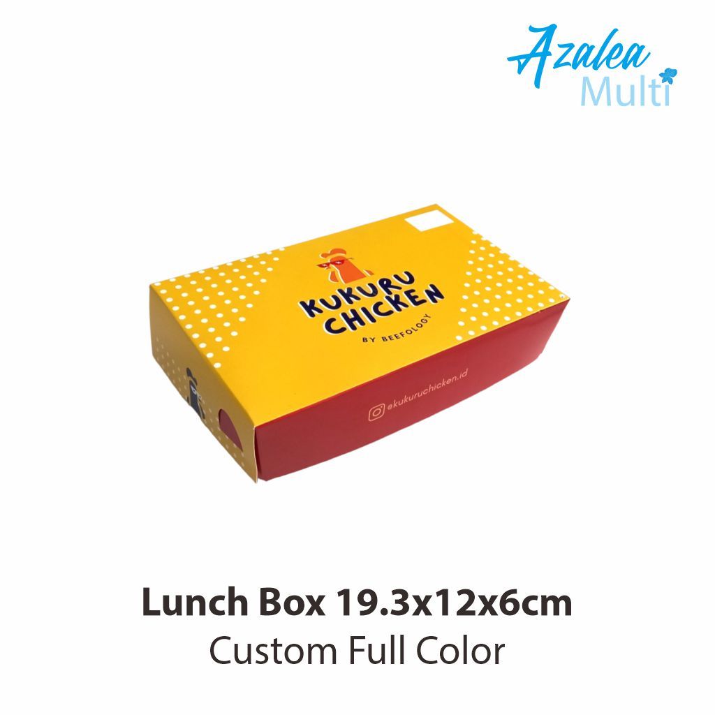 Lunch Box Paper Custom 19.3x12x6cm Kardus Kemasan Makanan Dus Kotak Nasi Peralatan Kertas Makan Bent