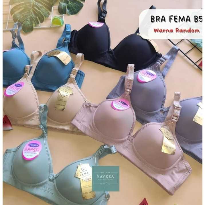 6pcs BH Wanita Busa Fema B5 Cup B Hak 3 Tanpa Kawat - NVA0518