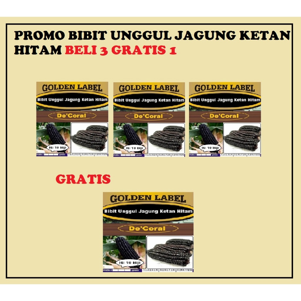 Promo Bibit Unggul Jagung Ketan Hitam Beli 3 Gratis 1