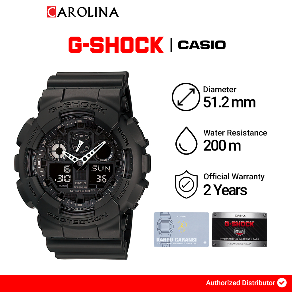 Jam Tangan Pria Casio G-Shock GA-100-1A1 Analog-Digital Dial Resin Band