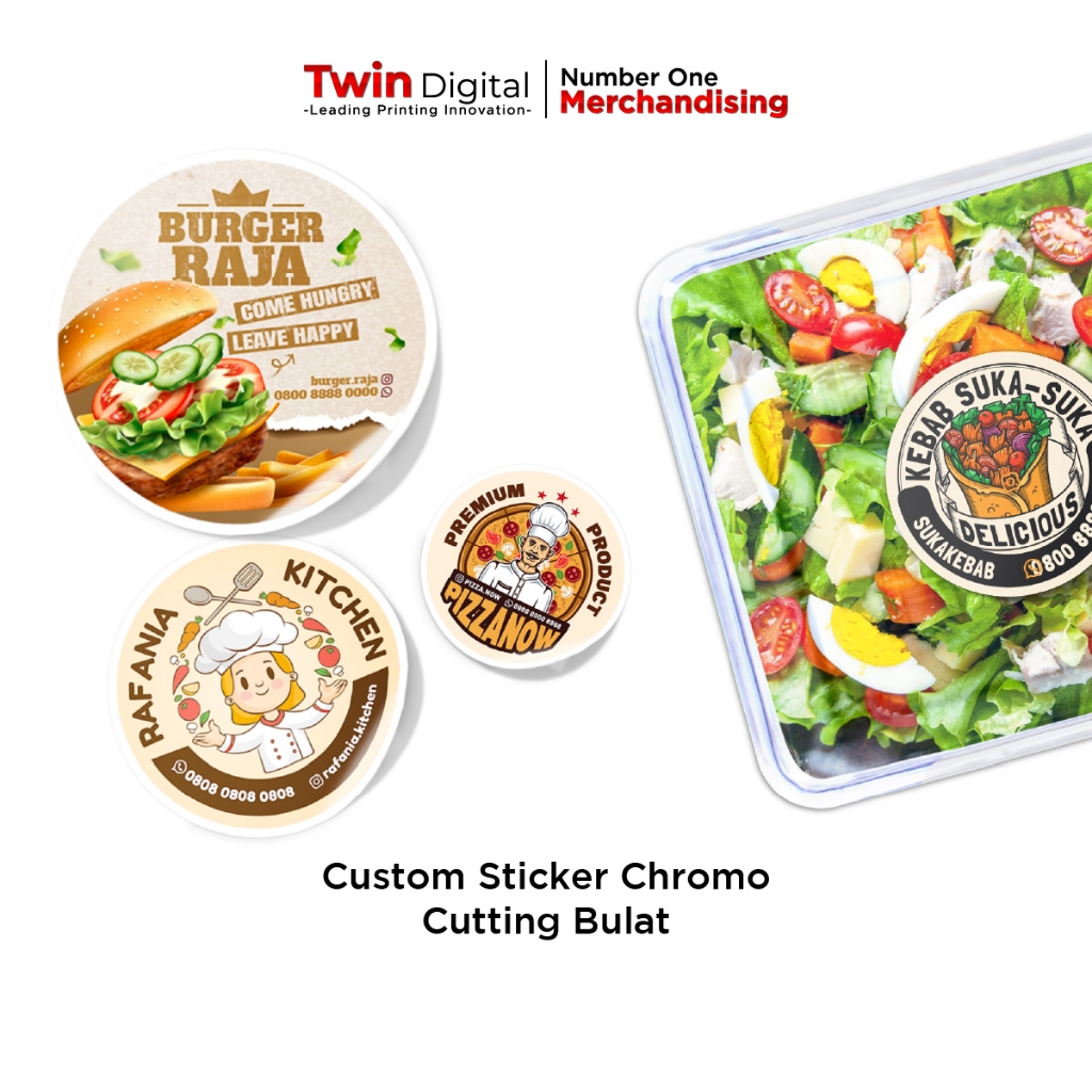 

Twindigital Cetak Stiker Label Custom Bulat Label Kemasan Produk Makanan - Stiker Chromo Satuan