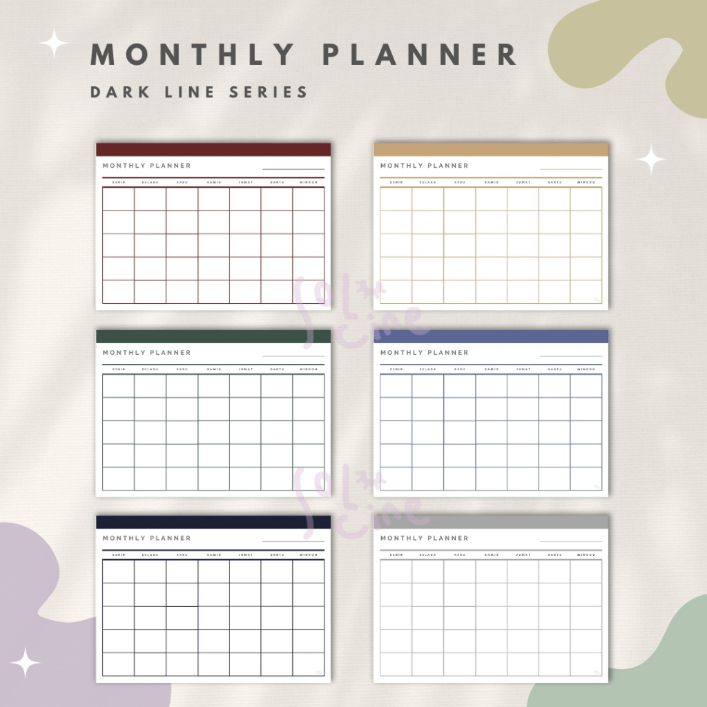 

Monthly Planner / Wall Planner - Dark Line Series