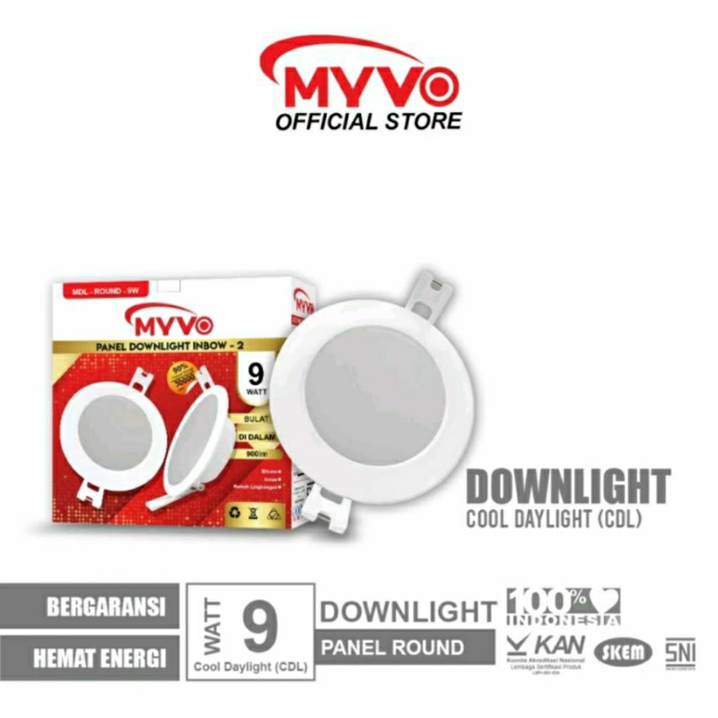 Lampu Panel IB Led Myvo 9 Watt Bulat Cahaya Putih
