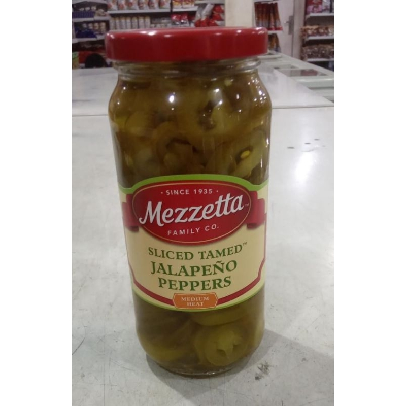 

Sliced Tamed Medium Heat Jalapeno Peppers Mezzetta 473ml