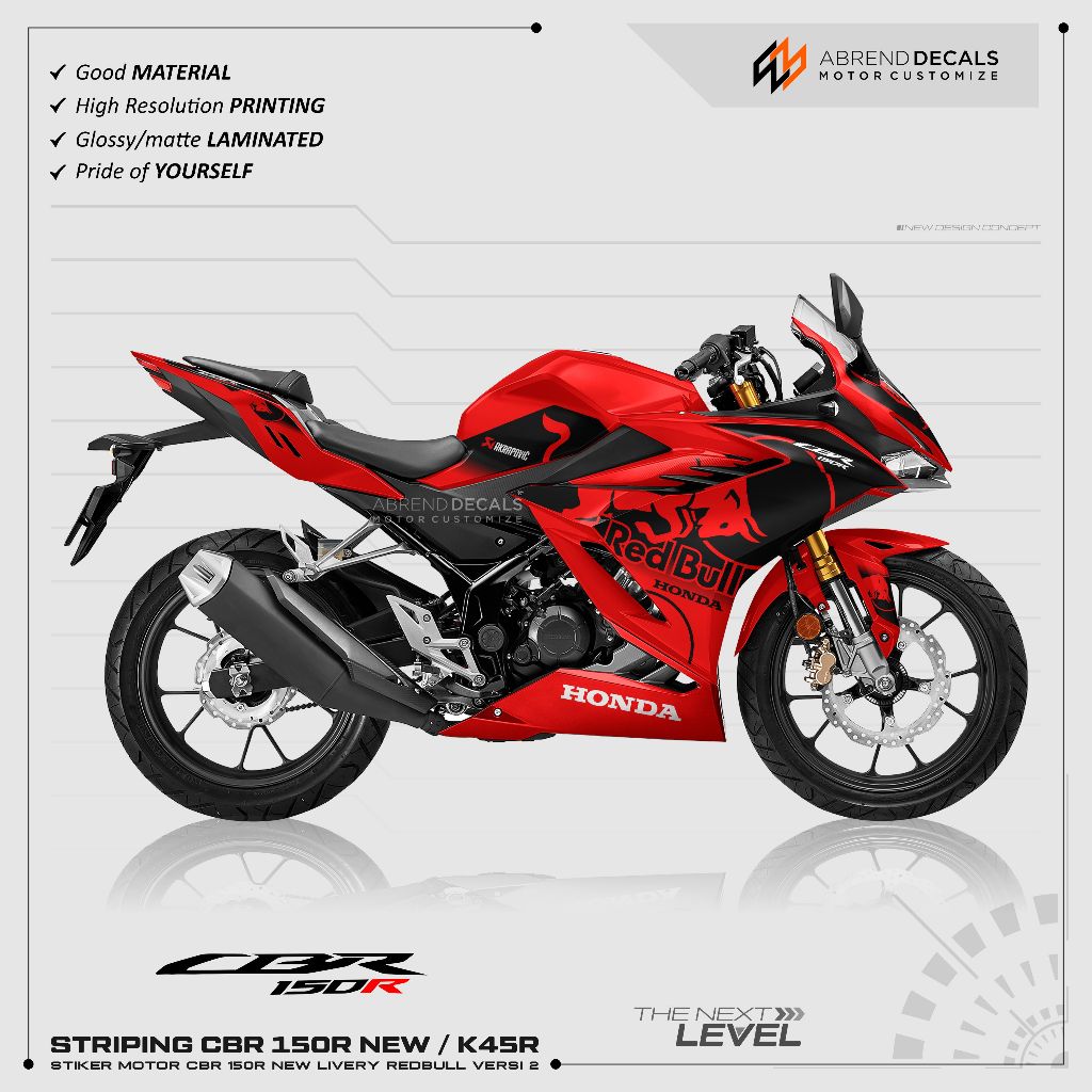STRIPING CBR K45R REDBULL / STIKER MOTOR HONDA CBR 150 R NEW / STIKER CBR / DECAL CBR 150R VARIASI