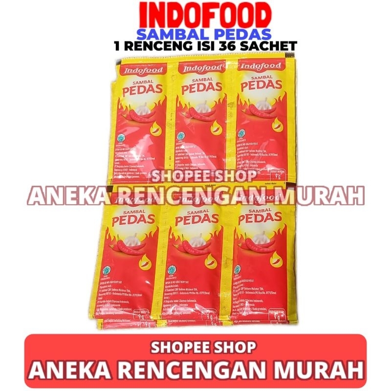 

Sambal Pedas Indofood 1 Renceng Isi 36 Sachet 9 Gram