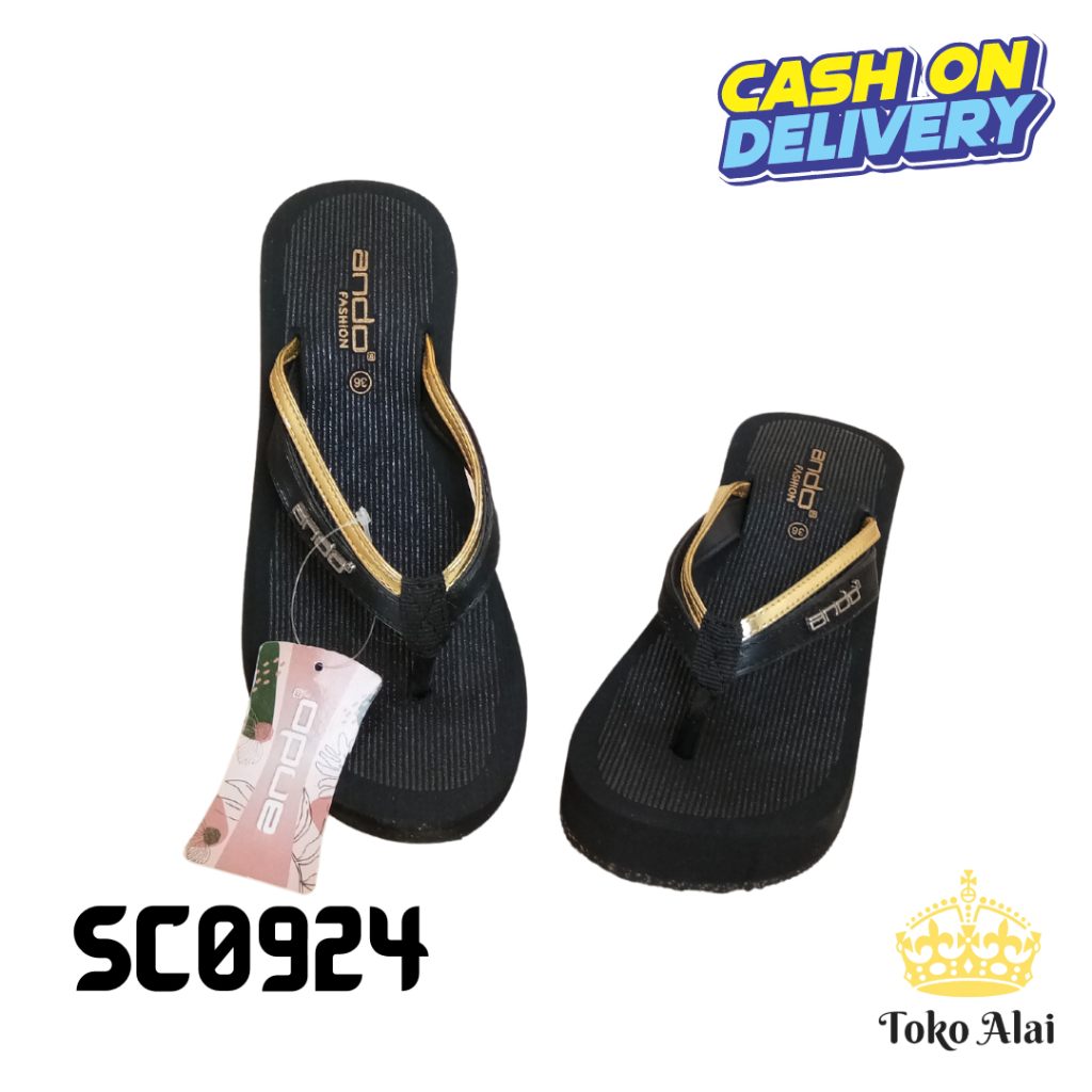 Sandal Sendal Busa Jepit Wanita Tinggi Wedges Tebal Empuk Nyaman Trendi Branded Original Indoor & Ou