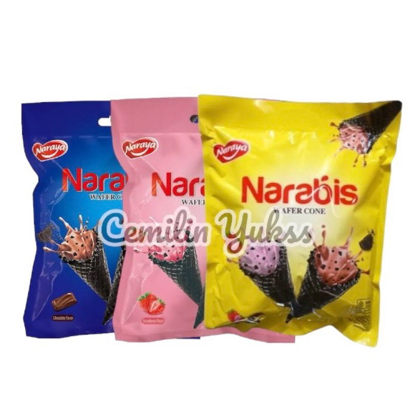 

Naraya Narabis Wafer Cone 220g Wafer Cone Dengan Krim Strawbery Coklat