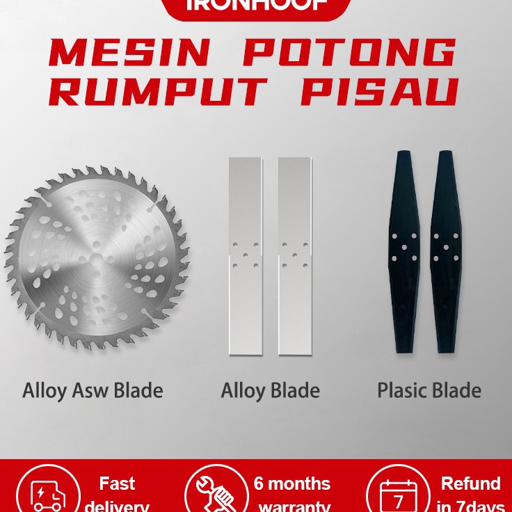 MEGA SALE IRONHOOF Mesin Potong Rumput 7 Pisau