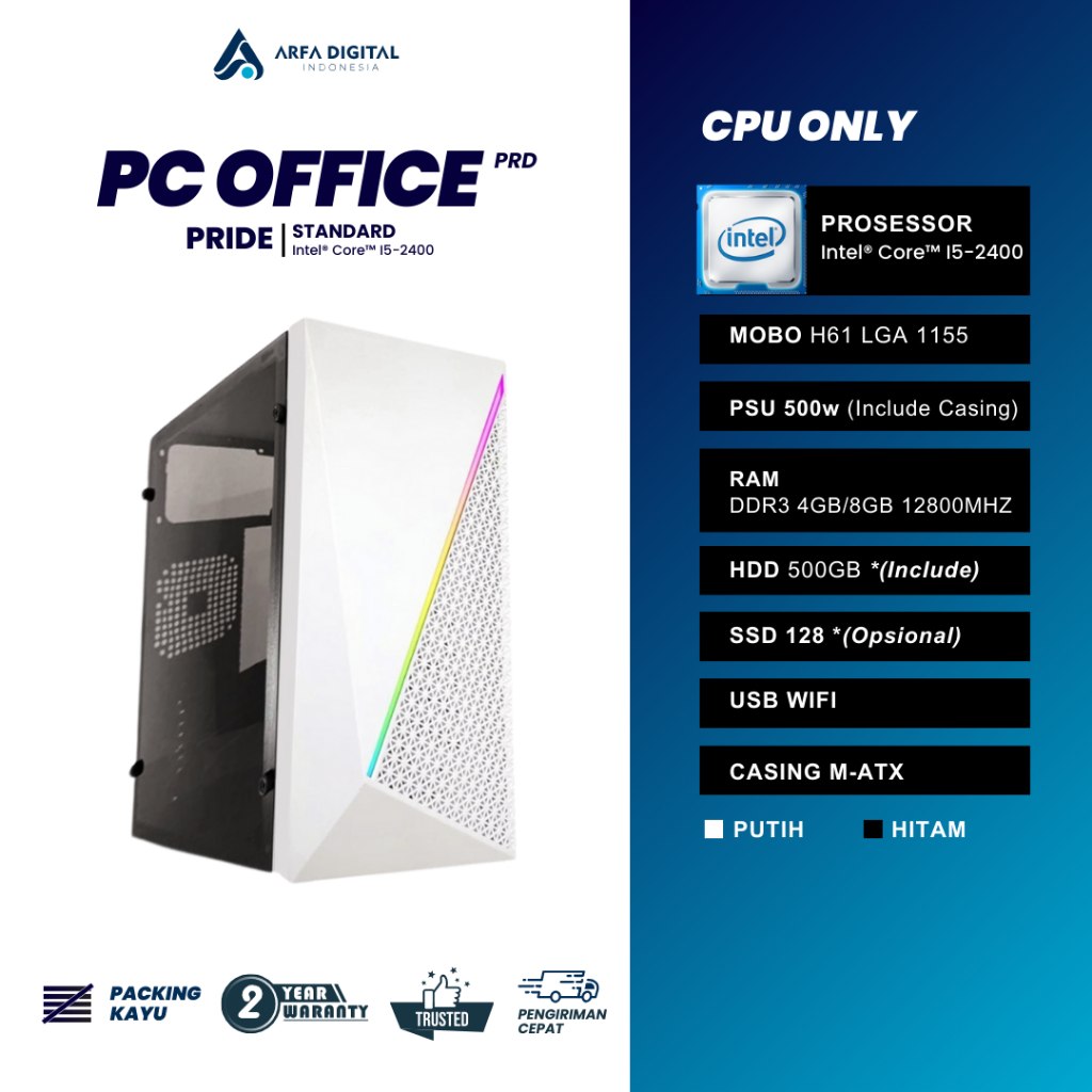 Komputer Full Set Murah Intel Core I5 Ram 8GB SSD 120GB HDD 500GB LED 19