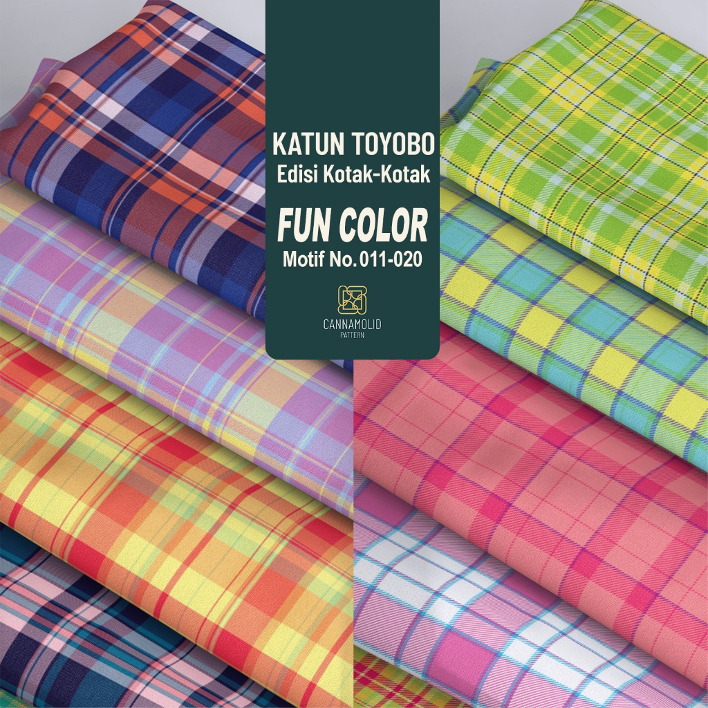 Kain Toyobo Motif KOTAK Ceria  | Lebar 145cm | Plaid FUN COLOR 11-20